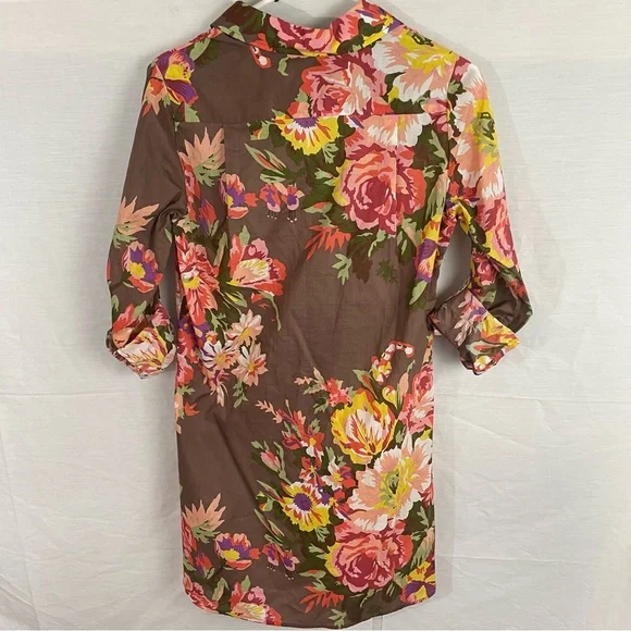 Soft Surroundings tunic floral rolled sleeves side pockets women’s Size XSmall - Picture 8 of 14